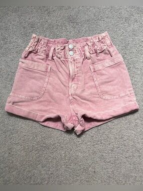 SO Pink Corduroy High-Waist Paperbag Shorts